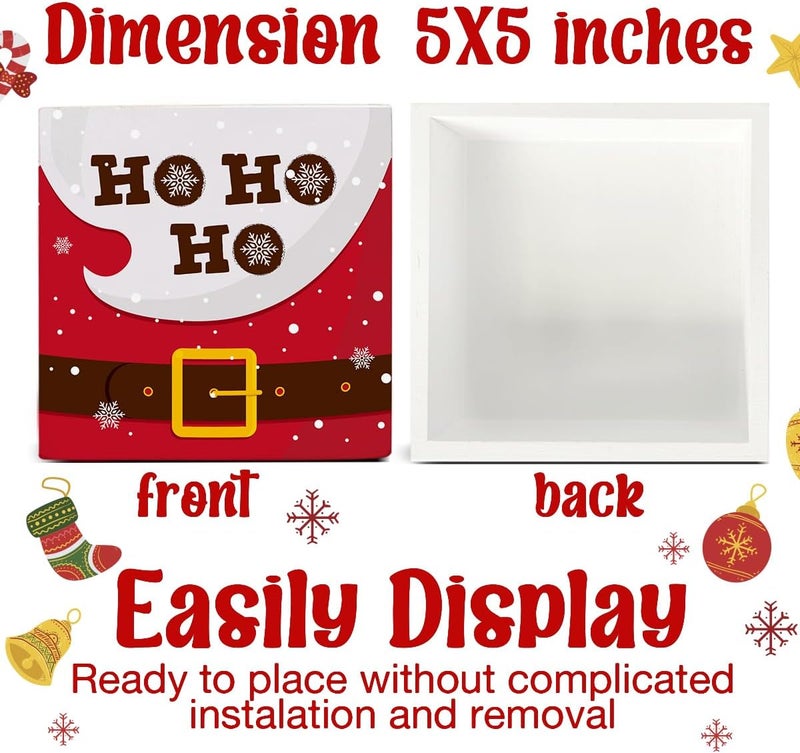 Zauly Christmas Home Decor Sign, Christmas Decorations Indoor, Christmas Ho Ho Ho Wood Sign Rustic Home Table Desk Decor (5 x 5 Inches) - Image 2